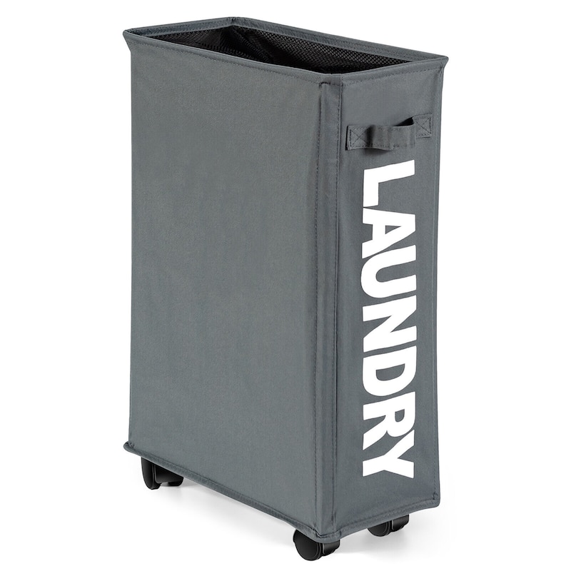 Gymax 21'' Slim Laundry Basket Hamper 10 Gallon Collapsible Waterproof