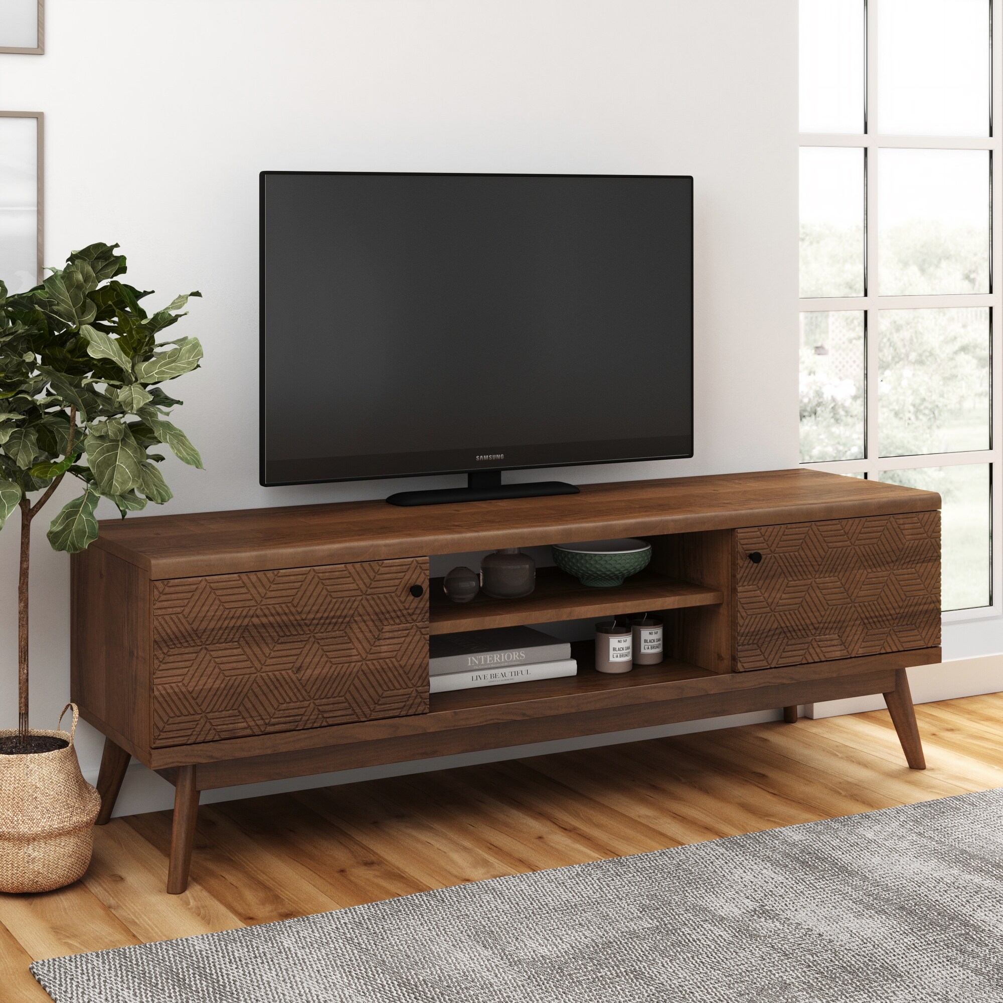 Brown tv stand 65 inch discount