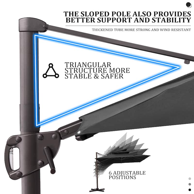 VredHom 11 Ft Patio Cantilever Offset Umbrella with Double Top