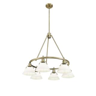 Orwell 6-Light Chandelier in Aged Brass with Opal Glass - Gold