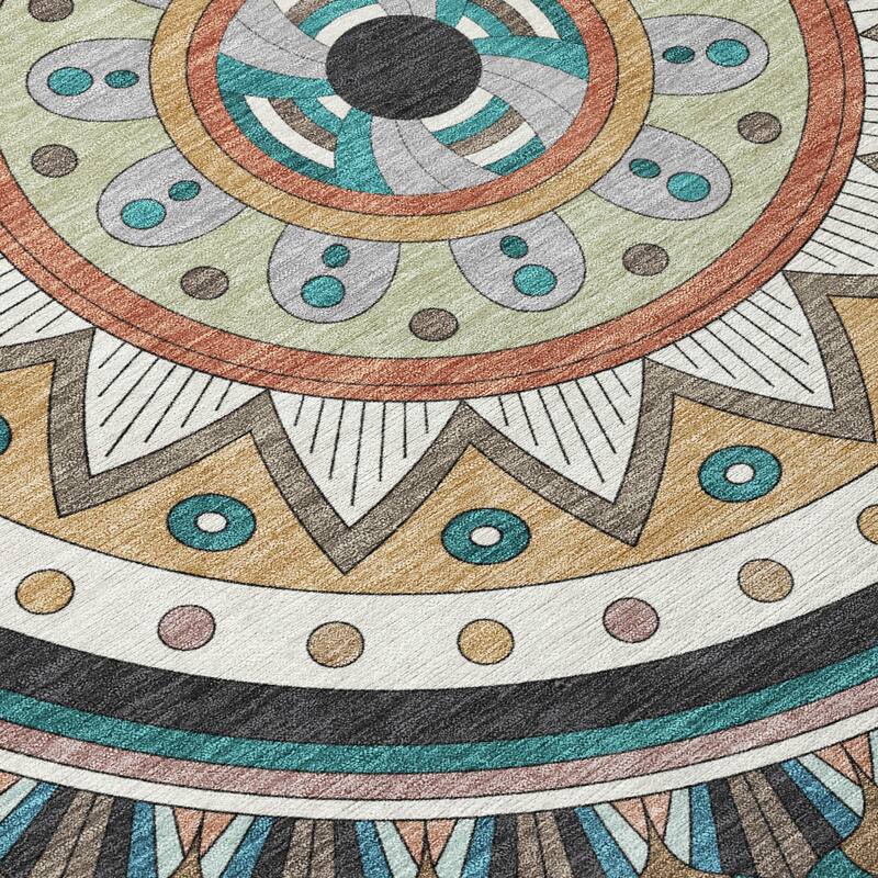 Machine Washable Indoor/ Outdoor Boho Mosaic Chantille Rug