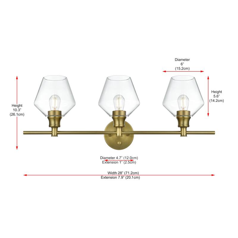 Elegant Lighting Gene 3 Light 28" Wide Bathroom Vanity Light with