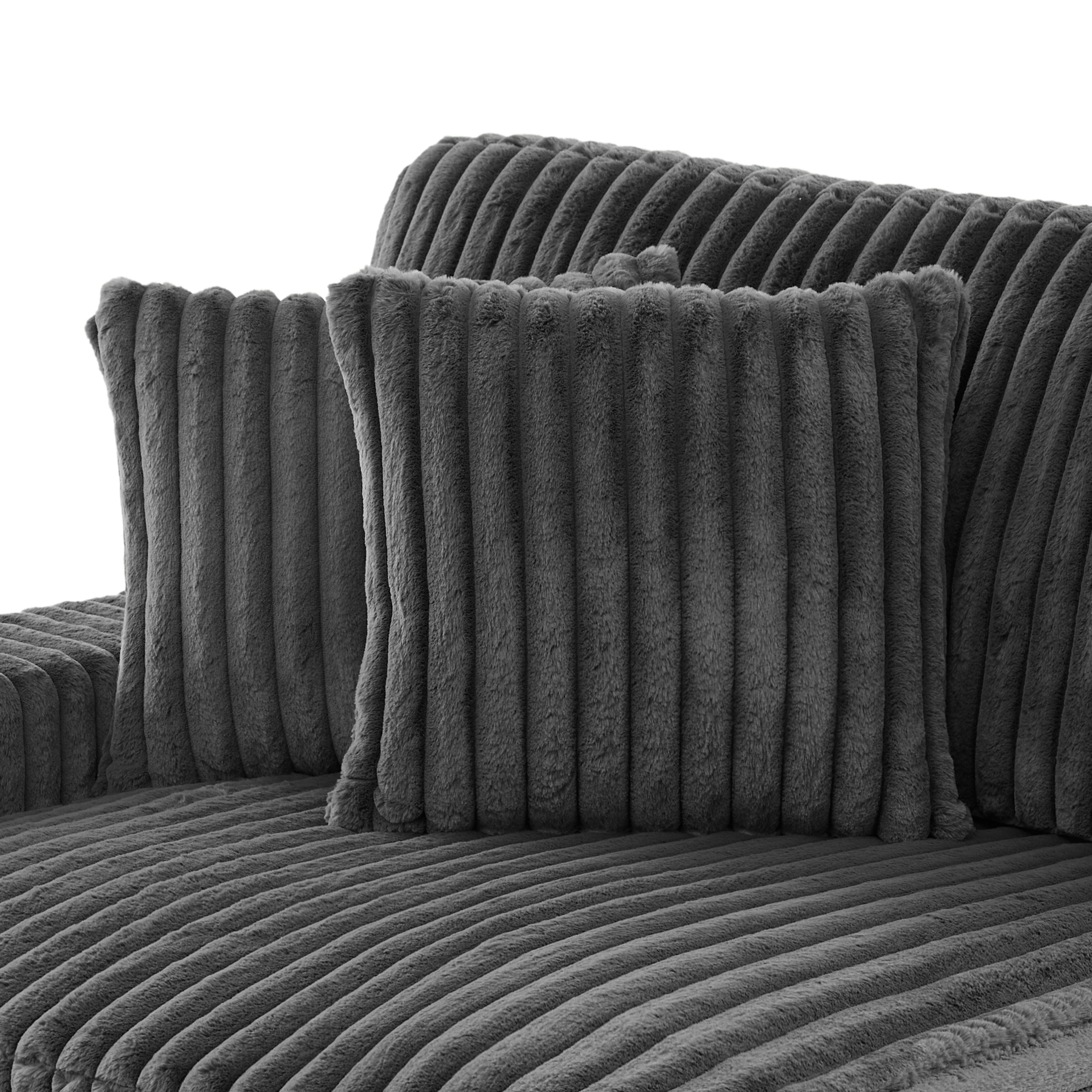 Modern Stripe Faux Fur Throw Pillows Set of 2