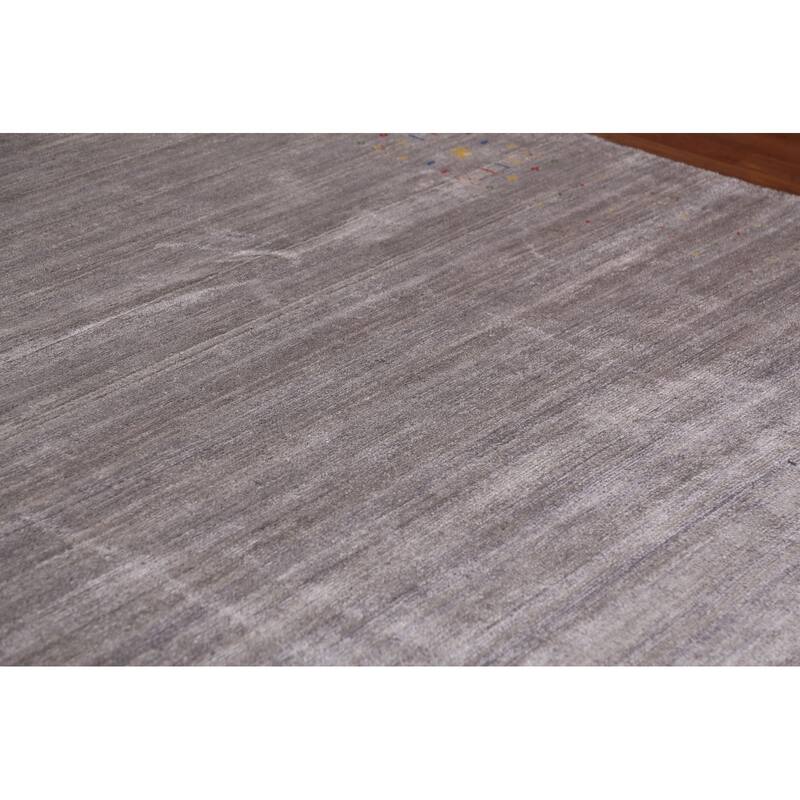 Gray Gabbeh Oriental Area Square Area Rug Handmade Silk Carpet - 9'11"x 10'7"