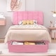 preview thumbnail 2 of 46, VECELO Kids Bed Frame, Plantform Beds with Storage Drawer, Height Adjustable Upholstered Bed, Twin Size Bed Set of 2
