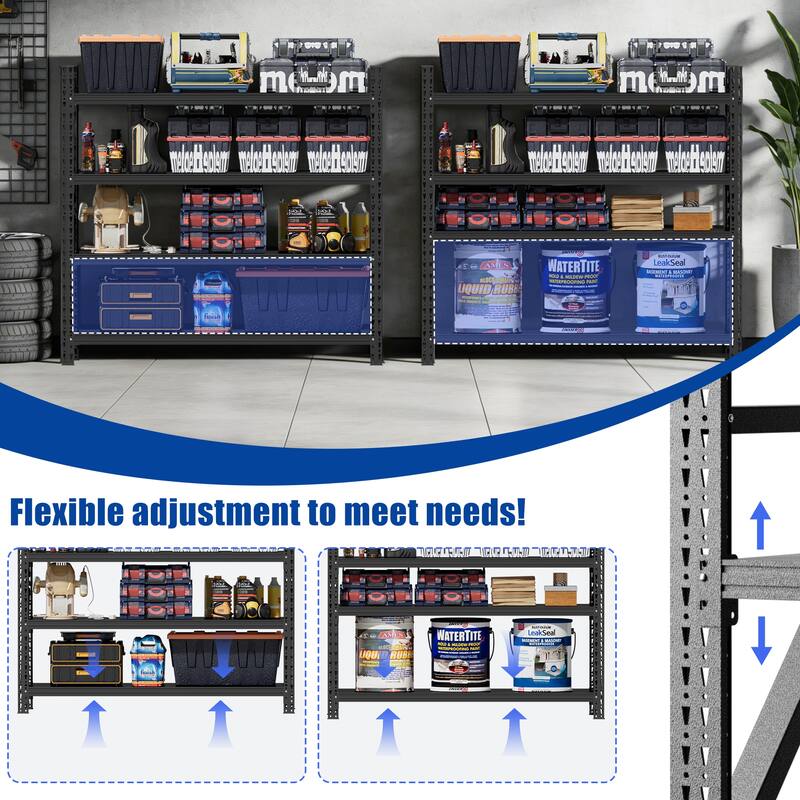 Heavy Duty Metal Adjustable Garage Shelves, 75"H Industrial Shelving Unit 4000LBS Capacity Steel Storage Rack
