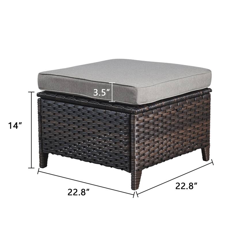 Gymojoy 2 Piece Outdoor Ottoman Wicker Patio Ottomans