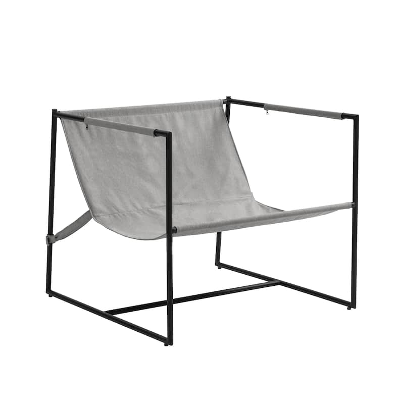 Modern Metal Frame Upholstered Sling Accent Armchair
