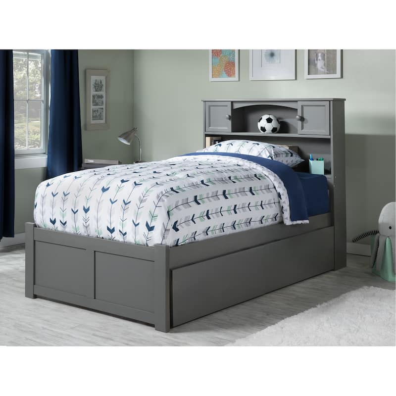 Platform Bed Full Size Grey Storage Bed Modern Bed Frame Flat Panel Footboard