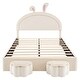 preview thumbnail 7 of 16, Upholstered Rabbit-Shape Bed with 2 Storage Stools,Velvet Platform Bed