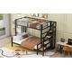 preview thumbnail 4 of 12, Twin over Full Metal Bunk Bed Frame with Built-in Open Wardrobe, Storage Staircase and Guardrails for Kids, Teens
