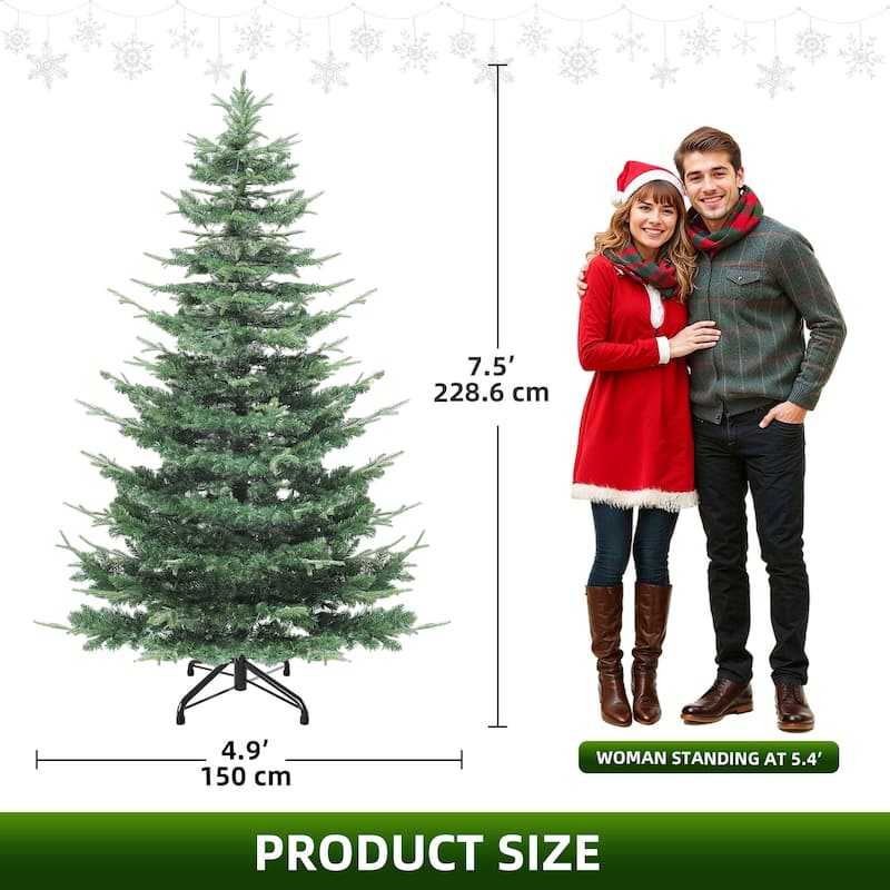 7.5ft & 6.5ft Pre-Lit Artificial Christmas Tree with Remote Control