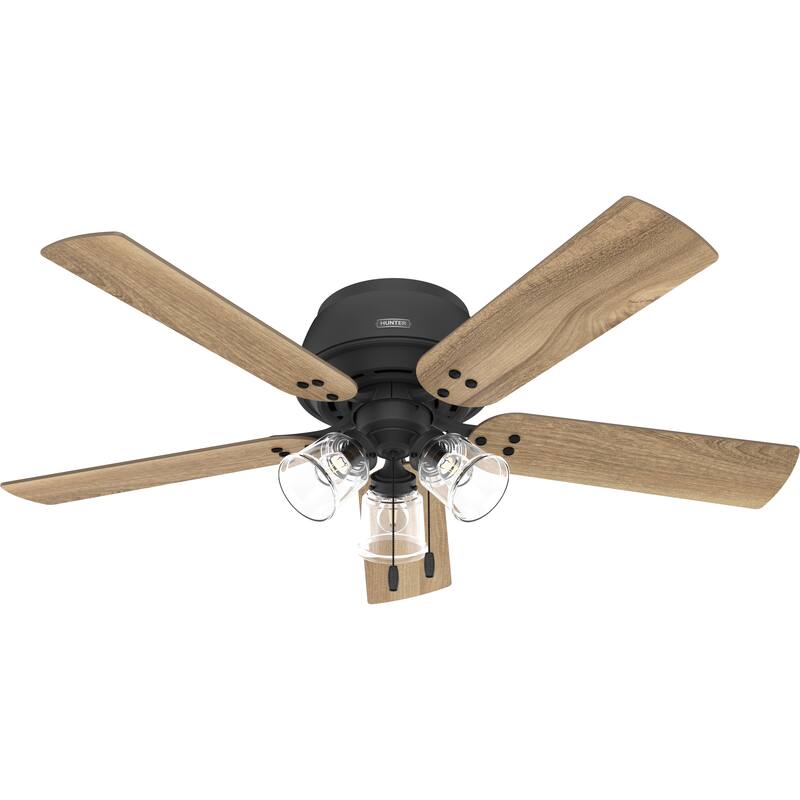 Hunter 52" Shady Grove Ceiling Fan with LED Light Kit/ Pull Chain, Standard or Flush Mount - Casual, Transitional