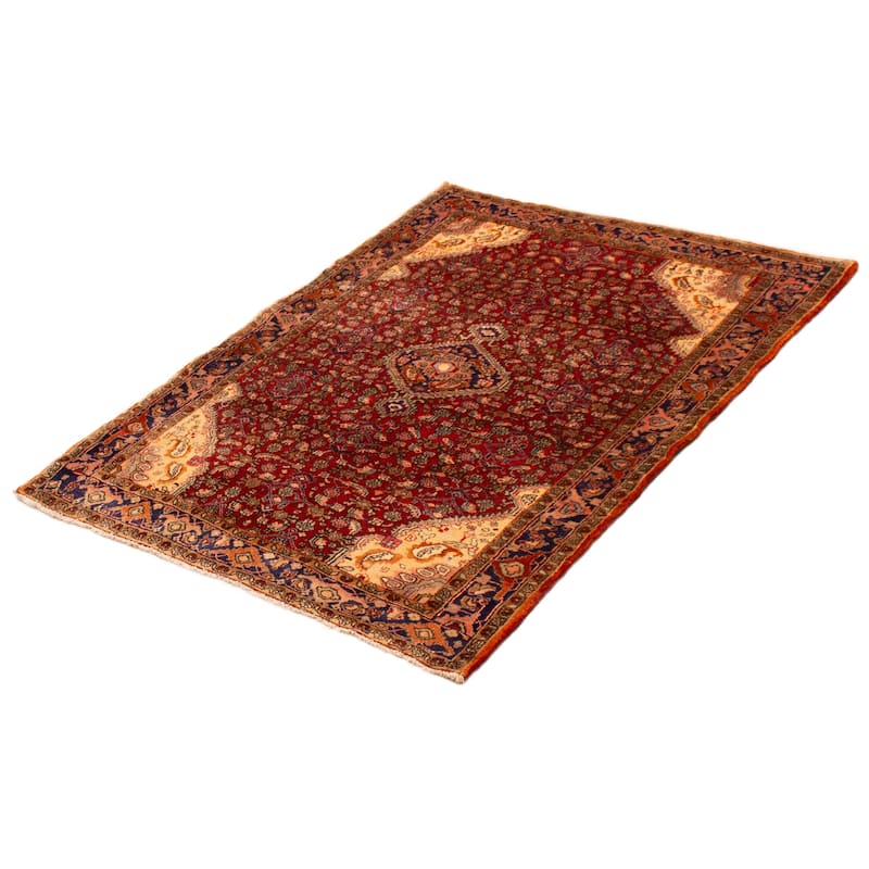 ECARPETGALLERY Hand-knotted Anatolian Vintage Red Wool Rug - 4'3 x 5'11