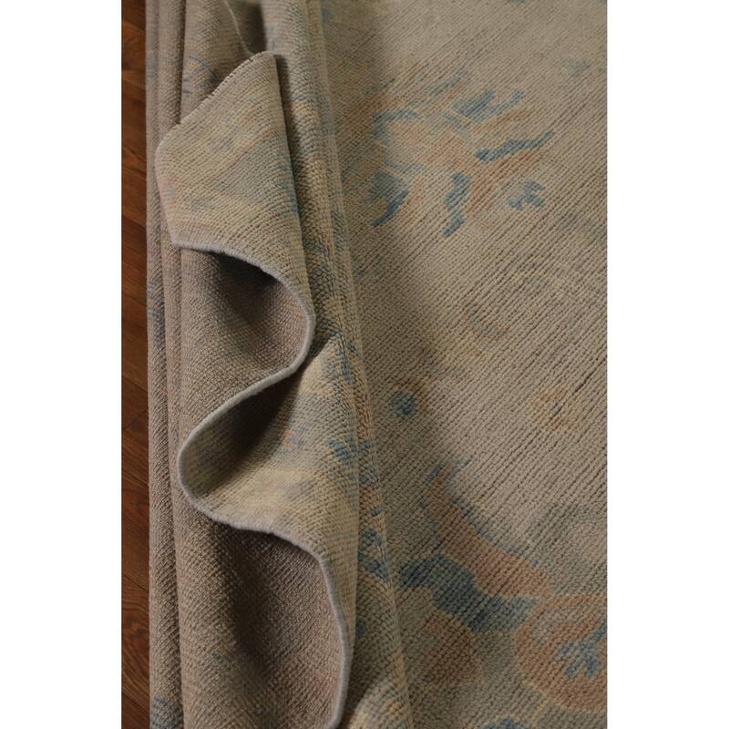 Hand Knotted Oriental 100% Wool Carpet Transitional All-Over Beige & Ivories Oushak Area Rug - 10' 0'' X 7' 8''