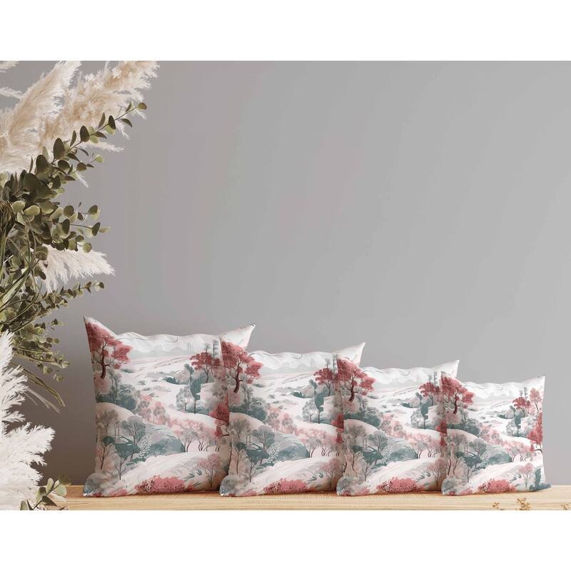Leaf Magic Stories Faux Suede Reversible Throw Pillow Pink and Green