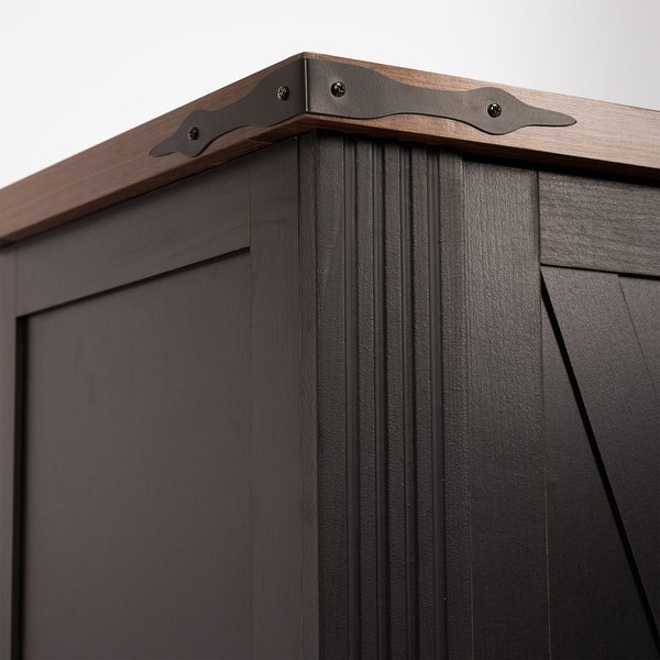 63" Farmhouse Buffet Cabinet with Storage Barn Door and Drawers for Kitchen or Dining Room Use