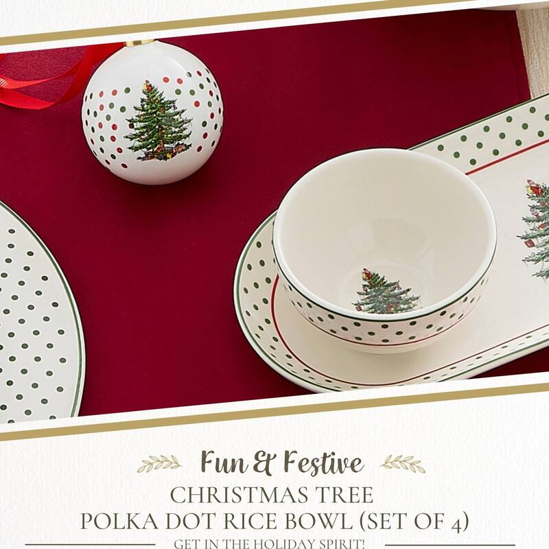 Spode Christmas Tree Polka Dot Rice Bowl Soup Bowls