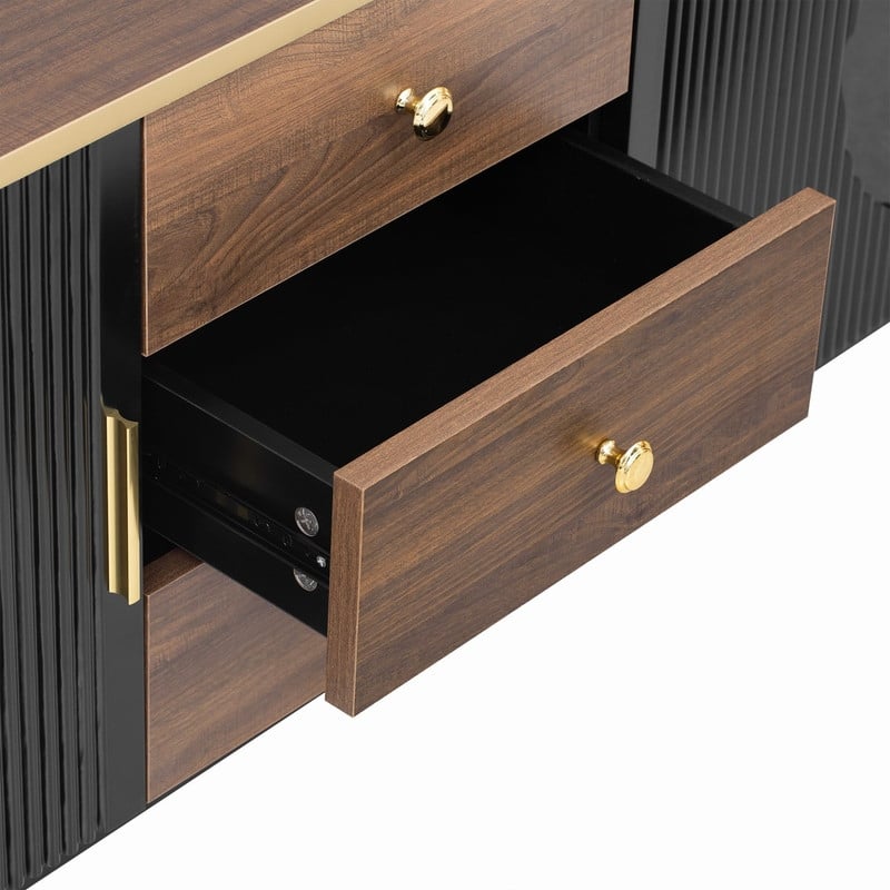 Modern TV Stand with 3 Drawers and Shelf for TVs Up to 80" for Living Room Entertainment Center