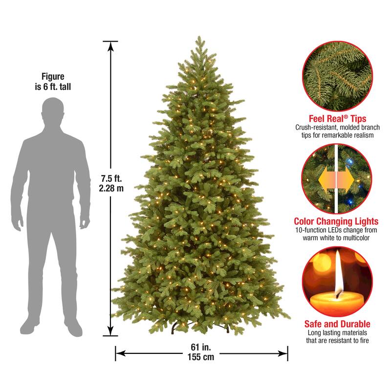 National Tree Company 7.5 ft. PowerConnect Princeton Fraser Fir with Dual Color LED Lights - 7.5 Foot