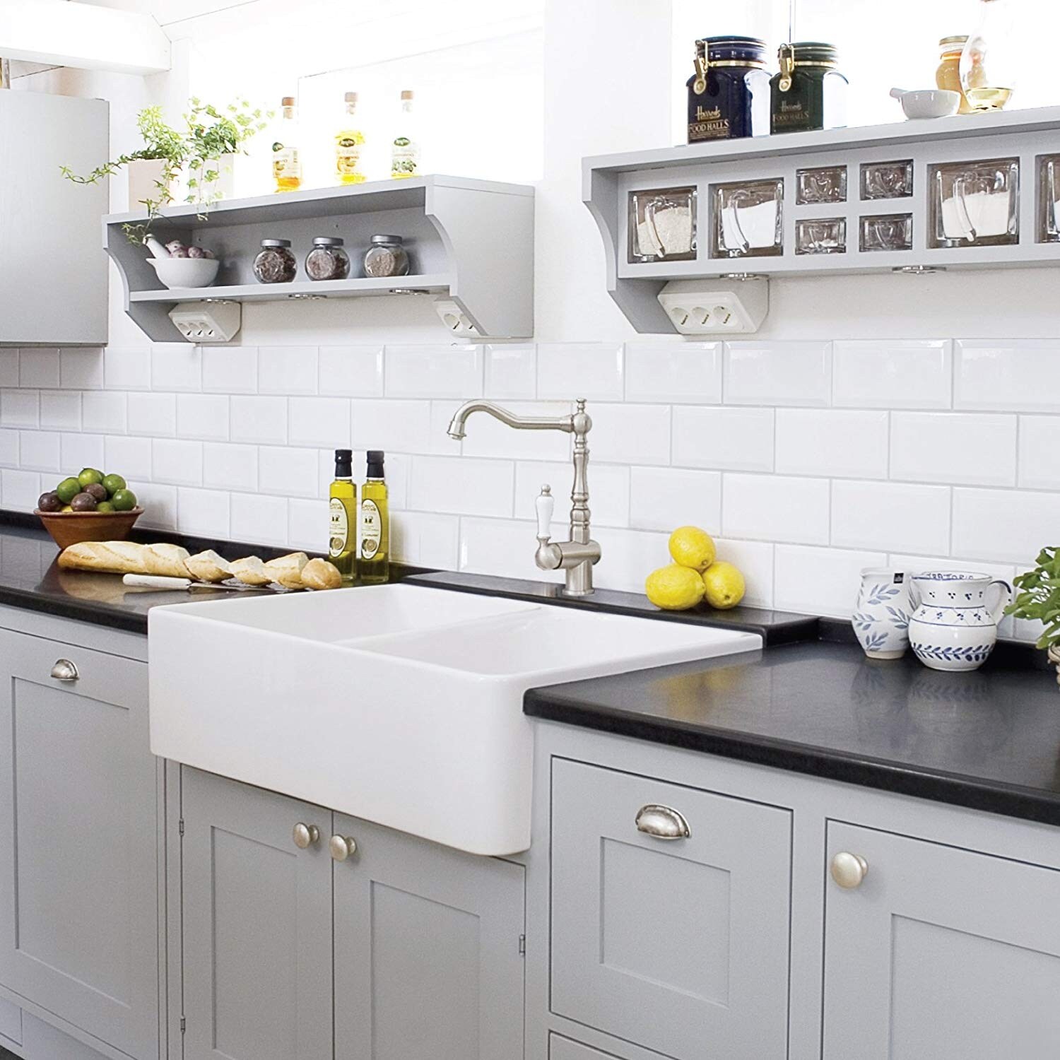 Shop Barkano 33 Double Bowl White Farmhouse Kitchen Sink Apron