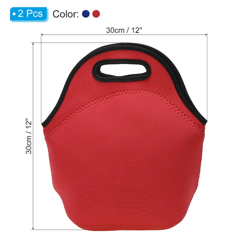 Insulated Lunch Bags, 2Pack 12"x6"x12" Portable Containers Bag - Red, Dark Blue