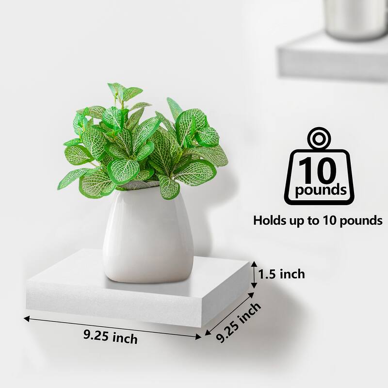 Floating Shelf Square Invisible Mounting (4 Pack) - 9.25" L X 9.25" W 1.5"H