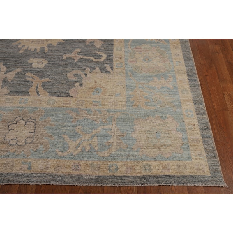 Vegetable Dye Floral Oriental Oushak Turkish Rug Handmade Wool Carpet - 9'5"x 11'9"