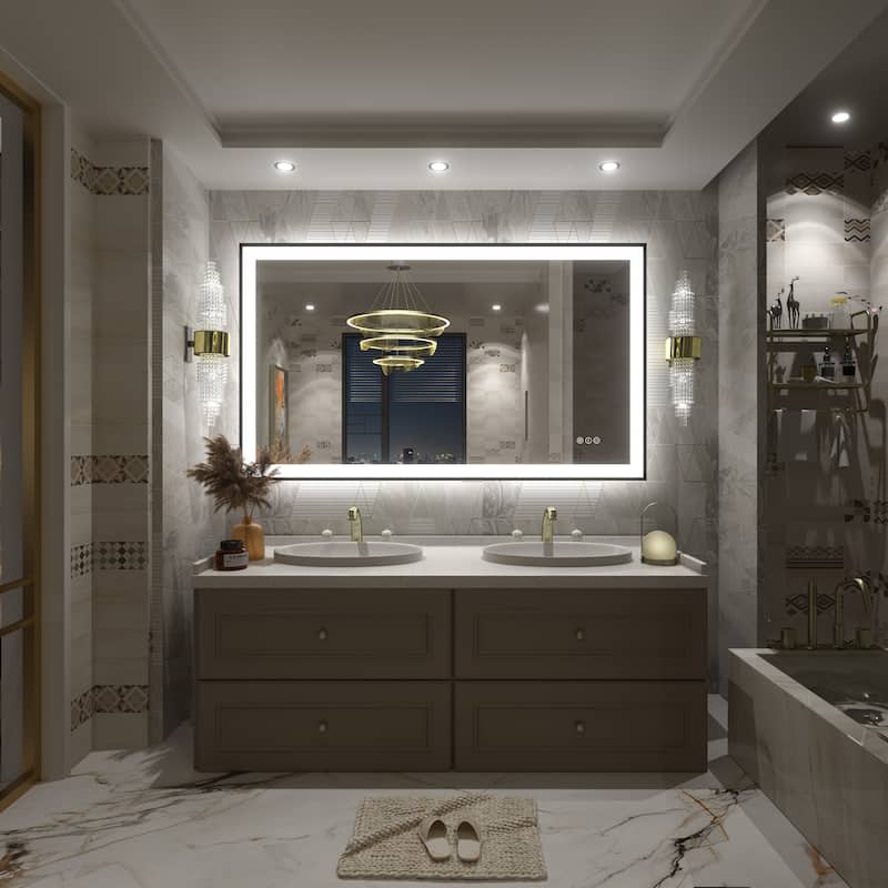 Front & Back LED Anti-Fog Tempered Glass Framed Bathroom/Vanity Mirror 3-Year Warranty
