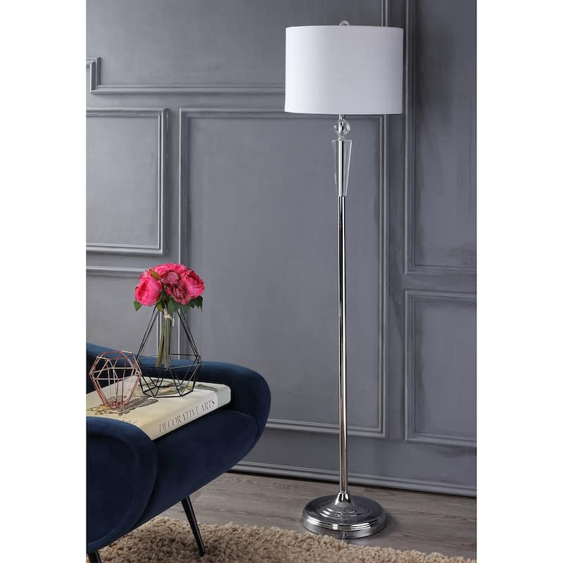Kellen 59.5" Crystal LED Floor Lamp, Clear/Chrome by JONATHAN Y - 59.5" H x 14" W x 14" D