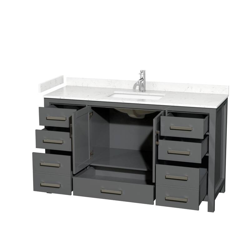 Wyndham Collection Sheffield 60" Single Bathroom Vanity, Carrara