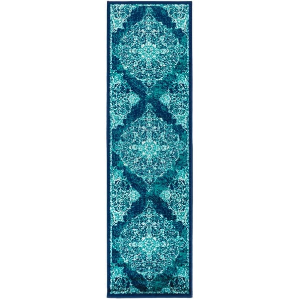 slide 2 of 8, Terenzio Traditional Teal Area Rug 2' 2" x 7' 6" - Teal