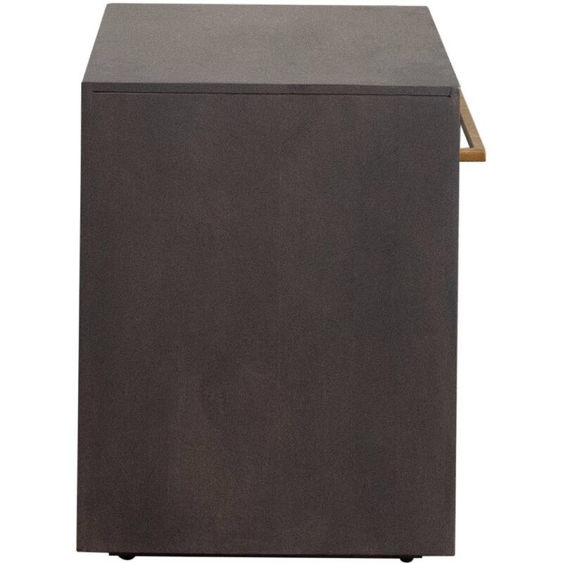 Ceny Side End Table, 1 Drawer, Gray Oak Solid Mango Wood, 26 Inch