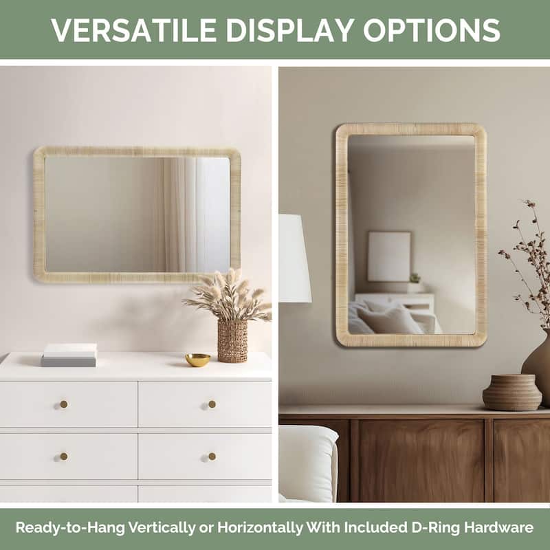 INK IVY Nova Natural Rattan Rectangle Wall Mirror