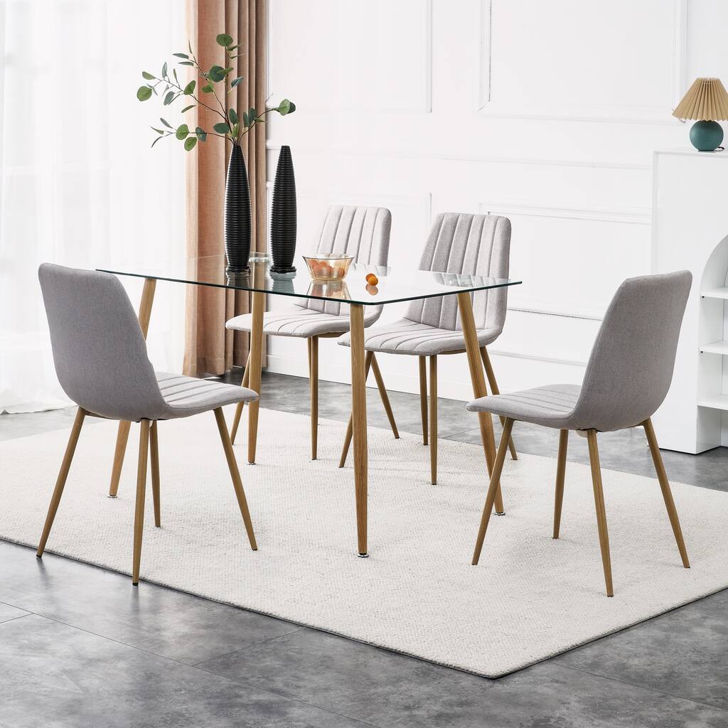 5-Piece Tempered Glass Table Set with Dining Chairs