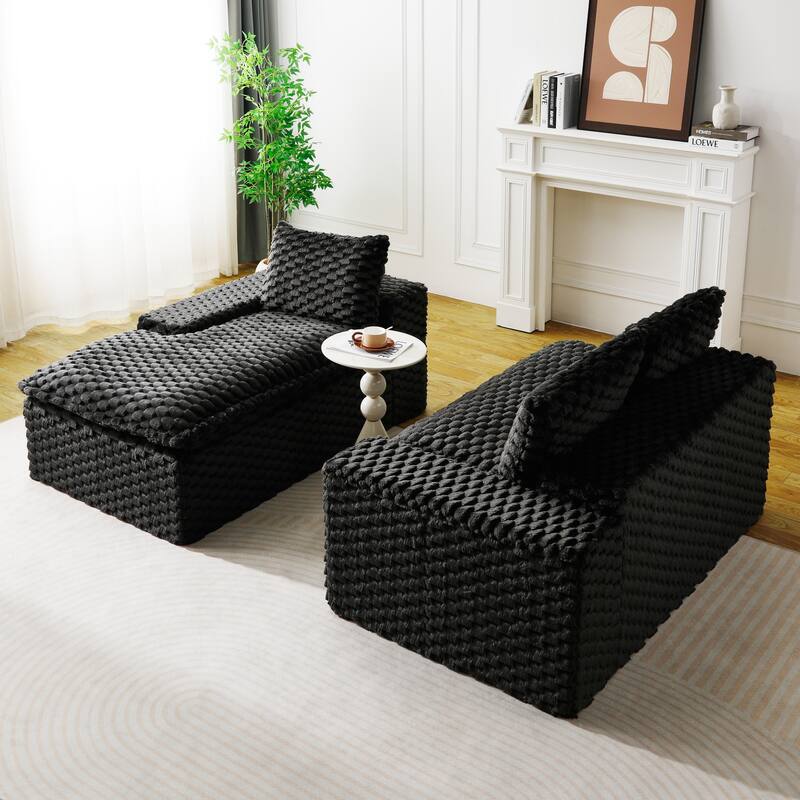 L-Shaped Sleeper Sectional Sofa Convertible Straight Sofa, Loveseat and Chaise Lounge Set for Living Room