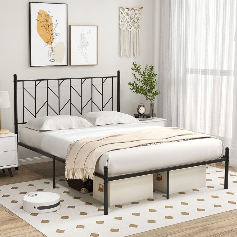 Costway Full/Qween/Twin Size Metal Platform Bed Frame Vintage