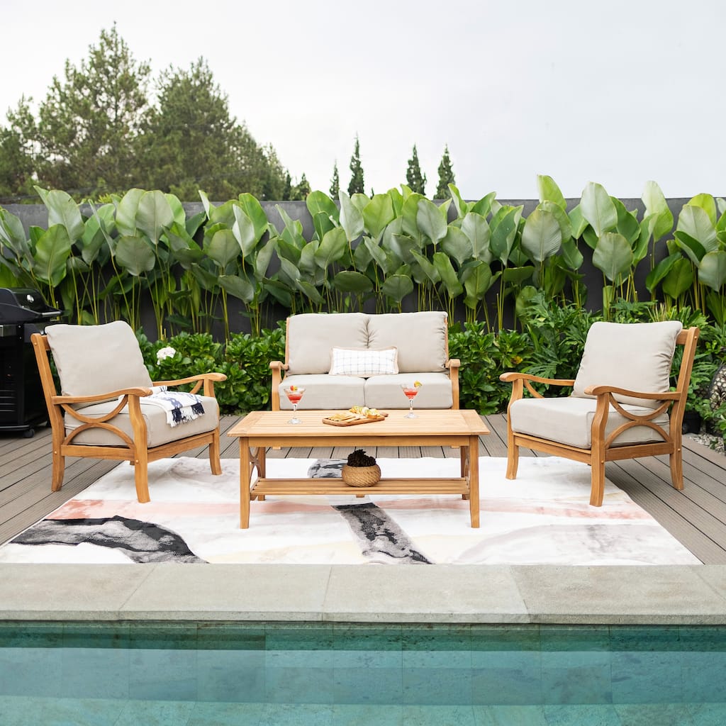 Cambridge Casual Lowell 4-piece Teak Outdoor Conversation Set