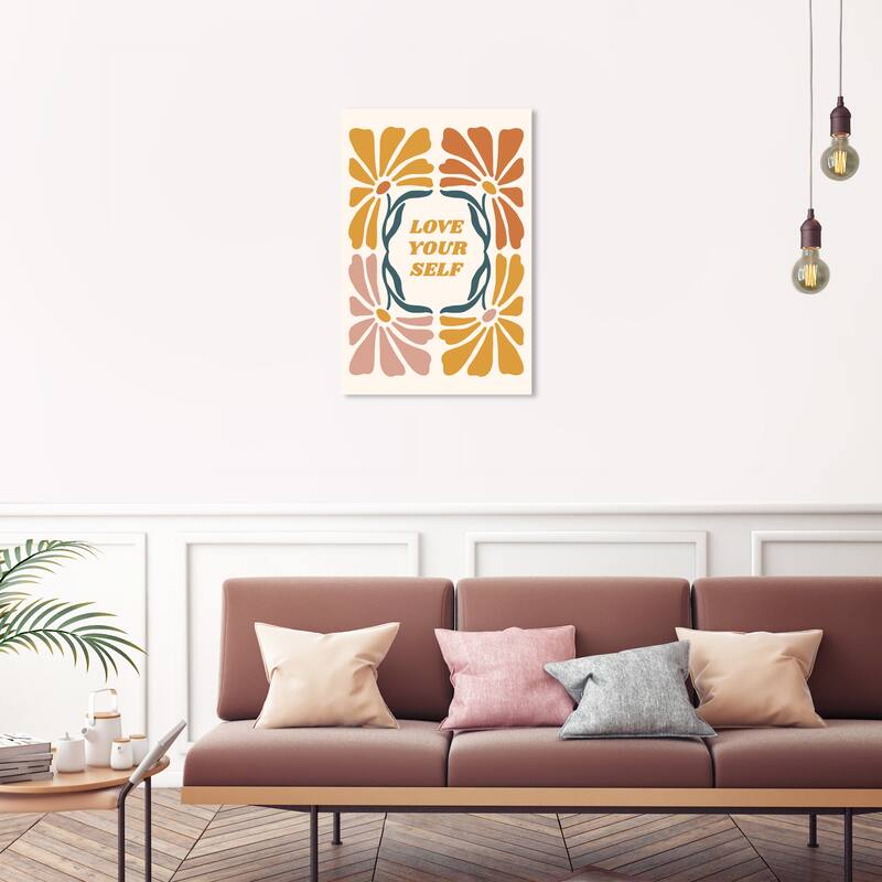 Wynwood Studio Canvas Typography and Quotes Love Yourself Ochre Gold Gold and Modern & Contemporary Wall Art Canvas Print
