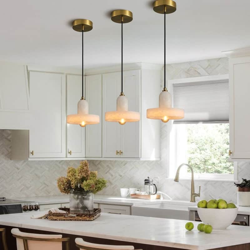 Alabaster Pendant Light for 7.9" Spanish Marble Shade Hanging Light Fixture