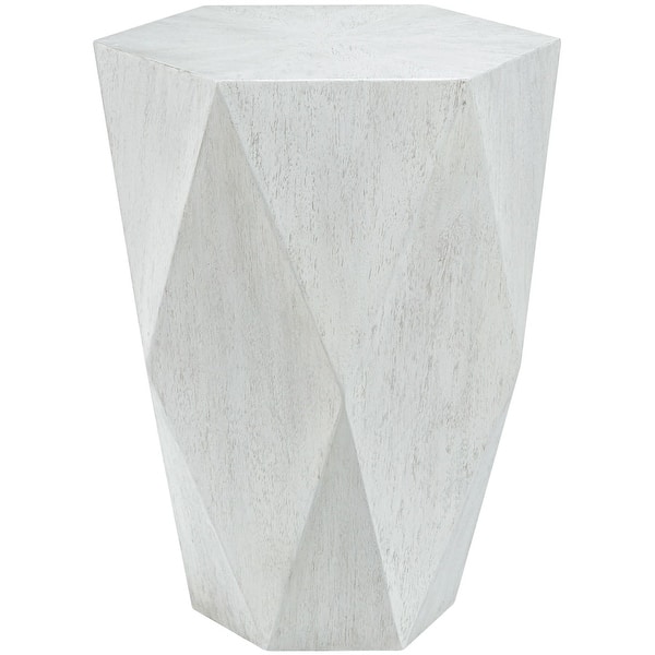 slide 2 of 3, Uttermost 25164 Volker 19"W Modern Solid Geometric Faceted Accent Side Fresh White Ceruse