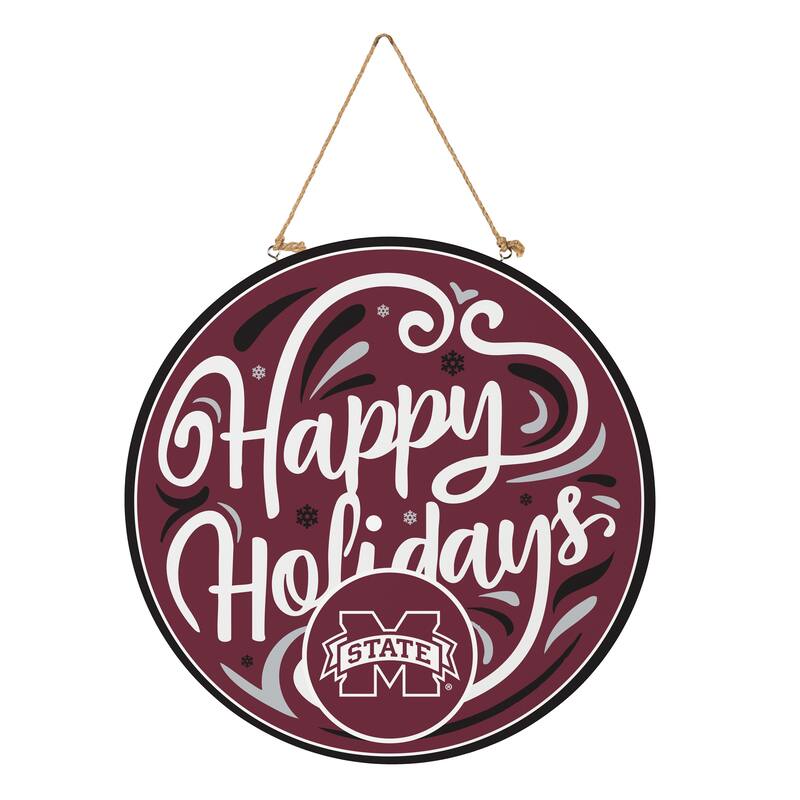 Mississippi State University 18" x 18" Happy Holidays Door Décor Wall Sign - 18" x 18"