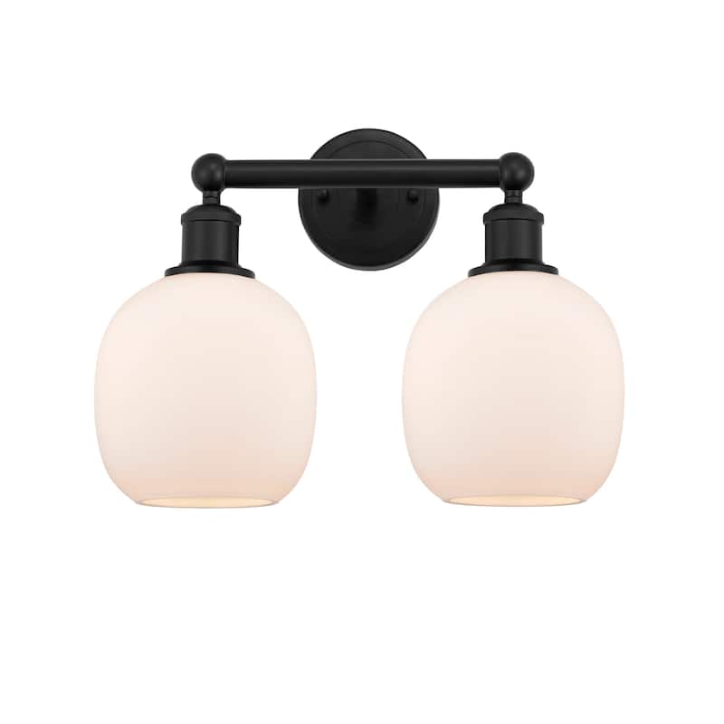 Innovations Lighting 616-2W-12-15 Belfast Vanity Belfast 2 Light 15" - Matte Black / Matte White