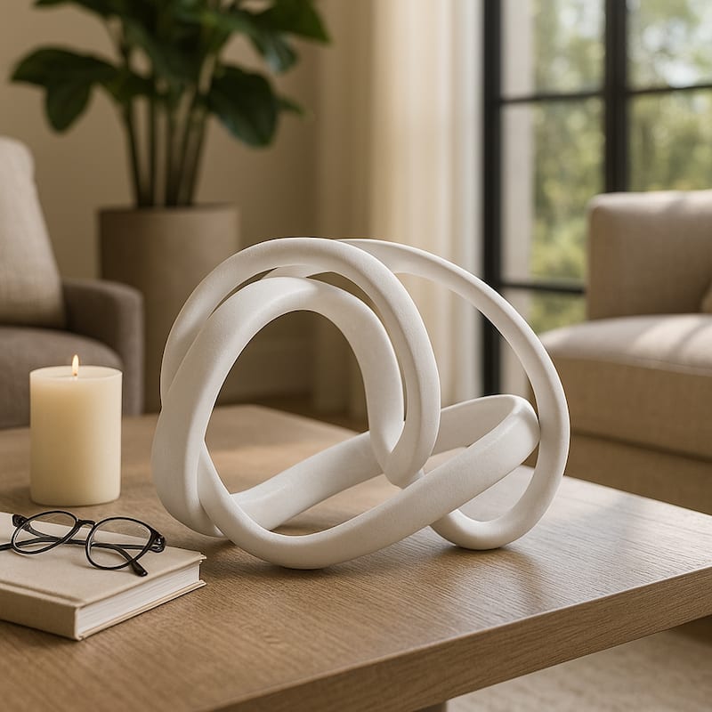 White 16x12 in. Resin Novelty Abstract Knot Sculpture - 15.5"