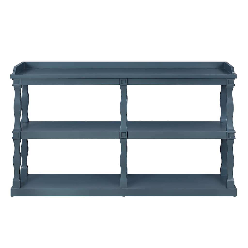 60 Inch Extra Long Console Table, 3 Tier Storage Entryway Console Table, Living Room Narrow Sofa Entry Table with Open Shelves
