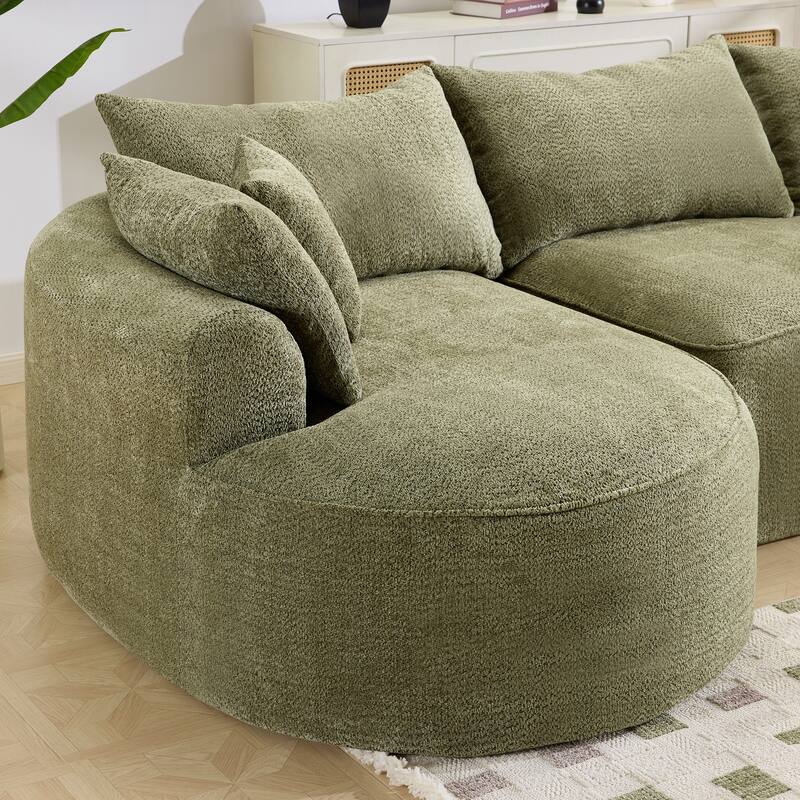 124.5-Inch Modern Compressed Boneless Sofa,Comes with 3 Back Pillows and 4 Throw Pillows