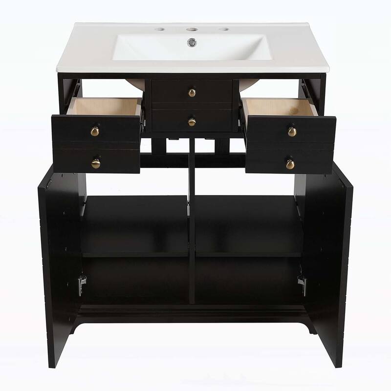 Freestanding Vanity Set with 2 Drawers& Soft Closing Doors