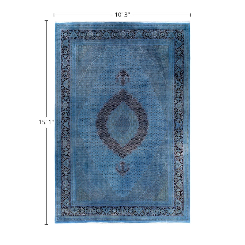 Fine Vibrance One-of-a-Kind Hand-Knotted Area Rug - Blue, 10' 3" x 15' 1" - 10' 3" x 15' 1"