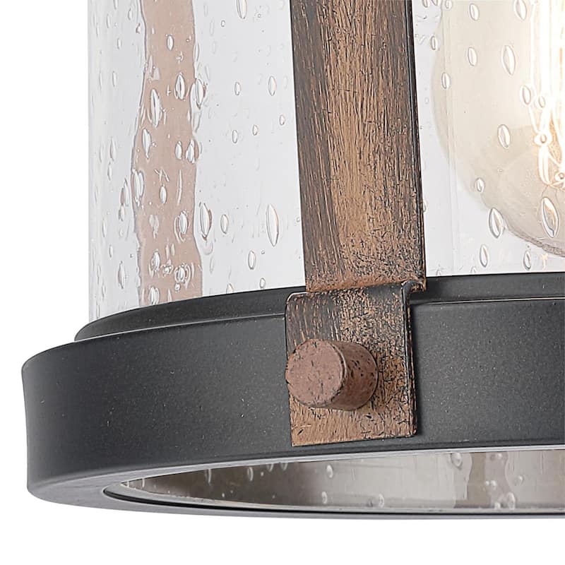 Westinghouse Lighting Cindy One-Light Indoor Mini Pendant, Oil Rubbed Bronze Finish with Barnwood Accents and Clear Seeded Glass