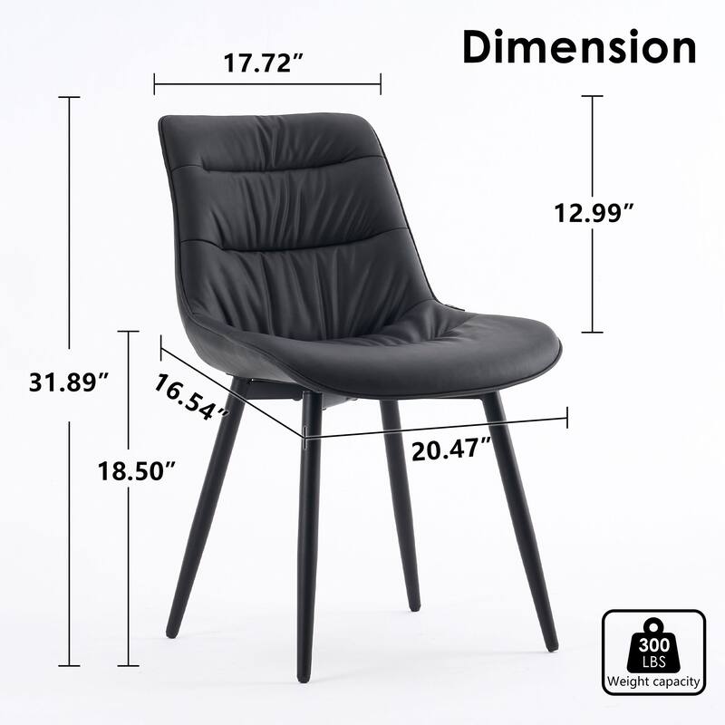 Faux Leather Dining Chairs Set of 2, Modern Upholstered Seat